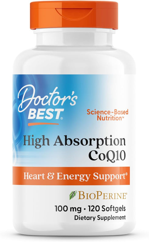High Absorption CoQ10 with BioPerine 100mg 60 Capsules-Doctor's Best-Matakana Pharmacy